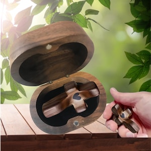 Cross in a Wooden Rosary Box Handmade Pocket Cross  Small Comfort Cross Prayer Cross for Anxiety Relief Christian Pocket Token