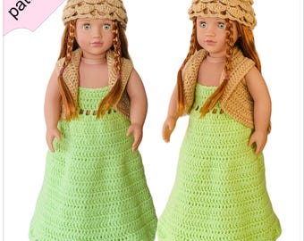 Crochet Doll Clothes Pattern: 18-inch Dress, Vest & Hat