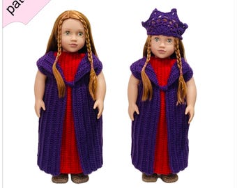 Medieval crochet dress pattern, historical clothes, 18 inch dolls, ''BEATRICE''