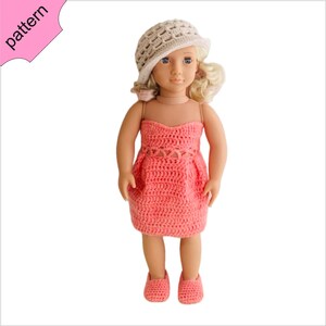 Crochet doll clothes pattern 18 inch Dress Shoes Hat Crochet  pattern Pink Dress &#39;&#39;DAISY&#39;&#39;