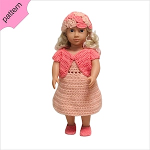 Crochet Doll Clothes Pattern: 18-inch &#39;KAMALA&#39; Dress, Shoes & Hat (PDF)