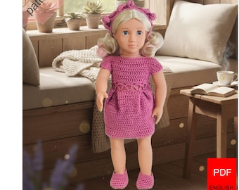 Crochet Doll Clothes Pattern: 18 Inch Dress, Shoes & Headband