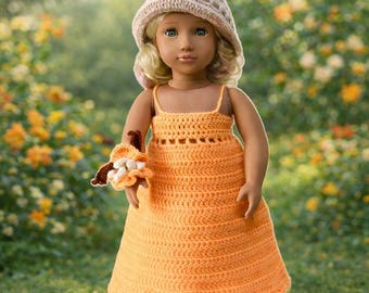 Crochet Doll Clothes Pattern: 18 inch Dress, Shoes, Hat & Bracelet (PDF Pattern)