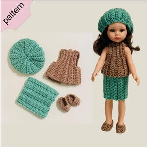 Crochet Dress for 12 to 13 inch Dolls Patterns for 13&quot; Doll &#39;&#39;CLARA&#39;&#39;