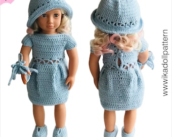 Crochet Doll Clothes Pattern 18 Inch Pink Dress ''emma'' - Etsy