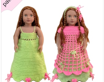 18-inch Doll Crochet Dress Pattern, Summer Outfit Set (PDF Download)