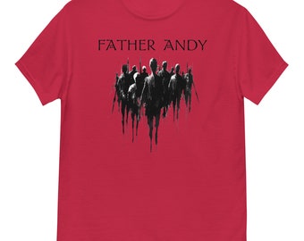 Father Andy - "Knives Up" crimson shirt. Official merchandise.