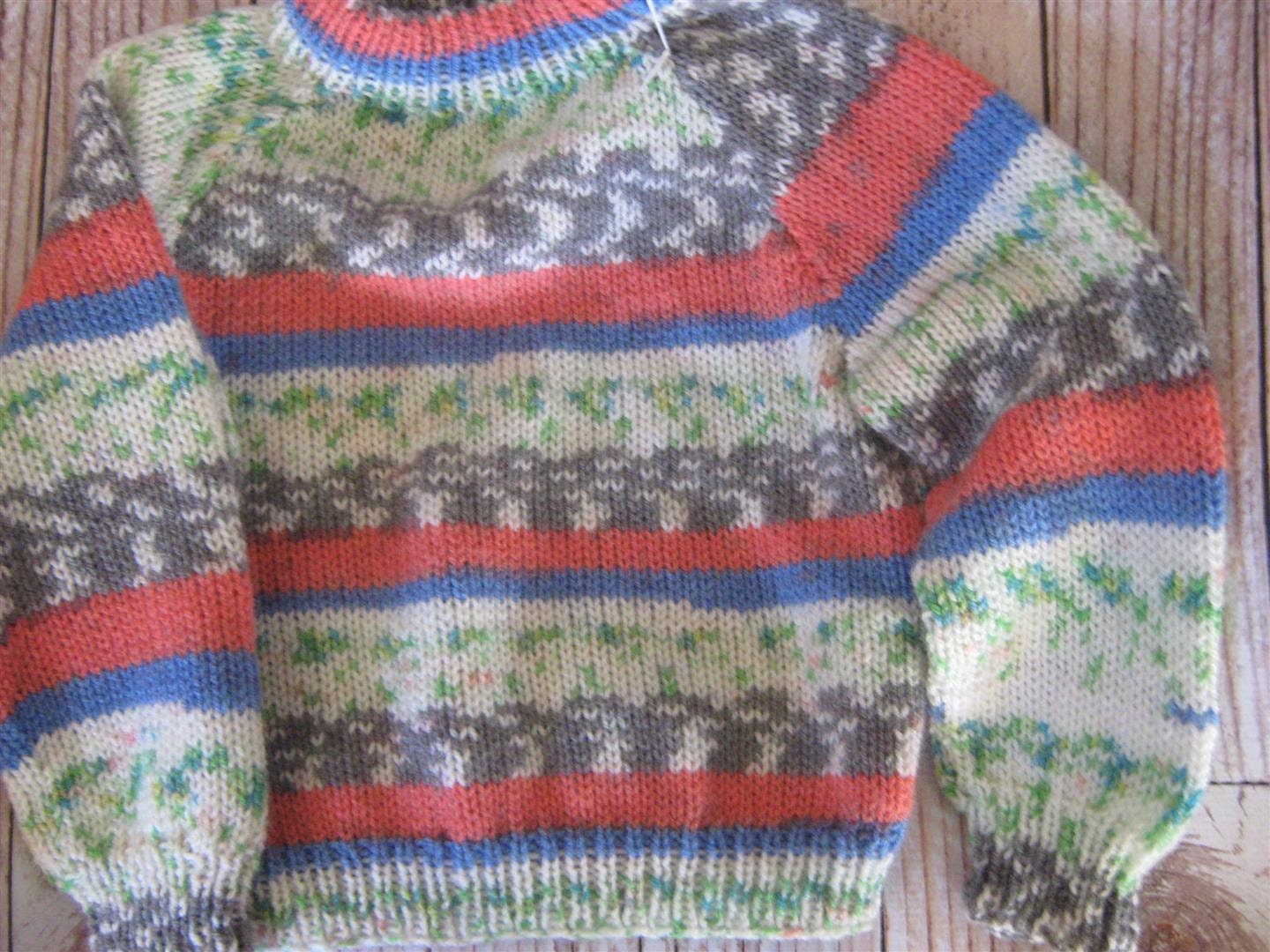 Hand Knit Sweater Toddler Size 1 2 Fair Isle and Stripe - Etsy