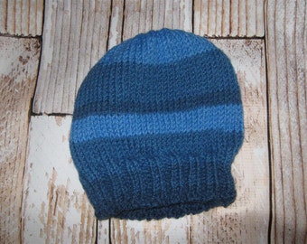 One size fits many - Adult/teen hat Hand knit acrylic blend  striped
