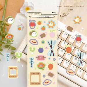 Piratenkönig | Mattes deko Stickerbogen | Journaling, Planer, Toploader | Niedliche kawaii Sticker