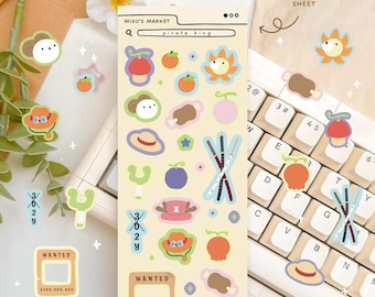 Piratenkönig | Mattes deko Stickerbogen | Journaling, Planer, Toploader | Niedliche kawaii Sticker
