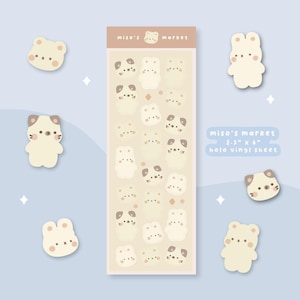 Marché de miso | Feuille d'autocollants holographiques | Journal, agenda, téléchargement vertical | Stickers kawaii mignons