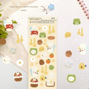 Tokki picnic | Matte deco sticker sheet | Journaling, Planner, Toploader | Cute kawaii stickers