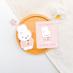 coelho boba | Adesivo de vinil brilhante à prova d'água | Diário, planejador, decoração | Adesivos fofos kawaii