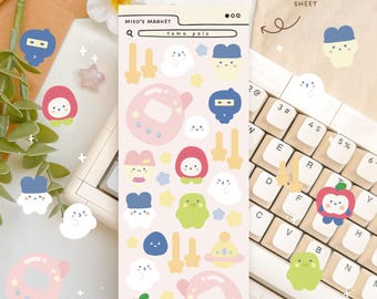 Tama Kumpels | Mattes deko Stickerbogen | Journaling, Planer, Toploader | Niedliche kawaii Sticker