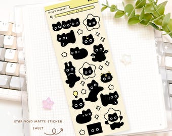 Hoja de pegatinas Star void / Mate / Para diario, agenda, carpeta / Lindas pegatinas kawaii
