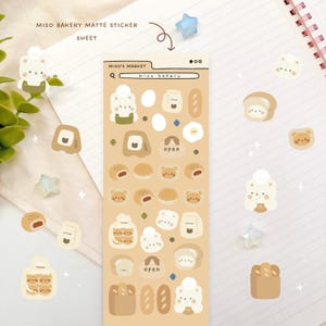 Miso bakery | Matte deco sticker sheet | Journaling, Planner, Toploader | Cute kawaii stickers