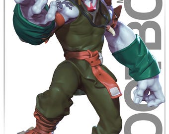 Crimson-Haired Rogue Pugilist Unpainted High Detail Nomnom Figures Collectible Statue Kit for Display