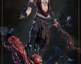 Witch Warden Unpainted High Detail Nomnom Figures Collectible Statue Kit for Display