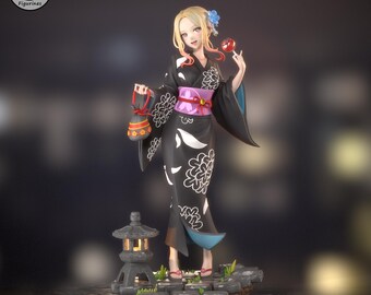 Kimono Cosplayer Unpainted High Detail Collectible Statue Kit for Display