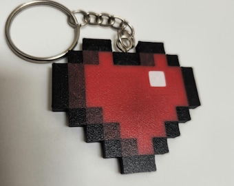 Pixel Heart Keychain – 8-Bit Retro Gamer Gift – PETG 3D Printed Handmade Accessory