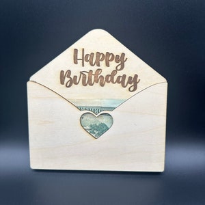 Unique Wooden Birthday Keepsake, Gift Card Holder and Money Envelope, Unique Birthday Gift, Eco-friendly and Reusable Gift Package