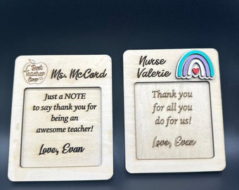 Personalized Teacher Sticky Note and Notepad Holder- Unique Teacher Gift, Customizable Notepad