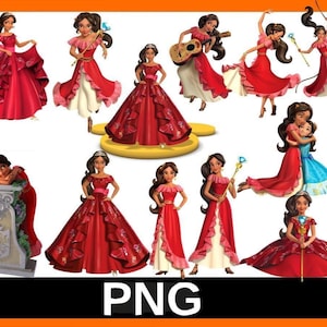 12 PNG Files Elena of Avalor PNG and Cliparts Bundle Elena of Avalor Cartoon Cliparts for Sublimation Elena of Avalor Movie Themed Cliparts