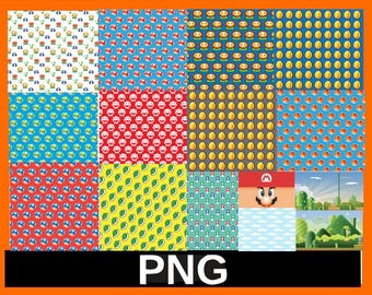 Super Mario Digital Paper & Clipart Bundle (JPG)