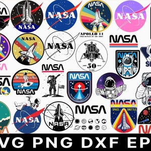 25 NASA Space Circle Designs: SVG, PNG, Dxf, Eps (Digital Download)