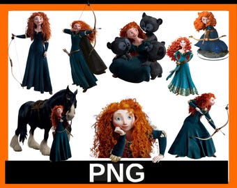 Brave Merida PNG Clipart Bundle, Disney Princess (Digital Files)