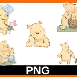 Special Classic Winnie The Pooh PNG Clipart Bundle, Printable, Boy Birthday Instant Digital Download, Vintage Pooh Baby Shower, Image Bundle
