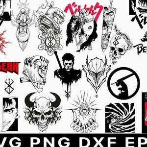 Anime Charakter PNG SVG DXF ePS Bundle: Japanische Silhouette Designs (Digitaler Download)