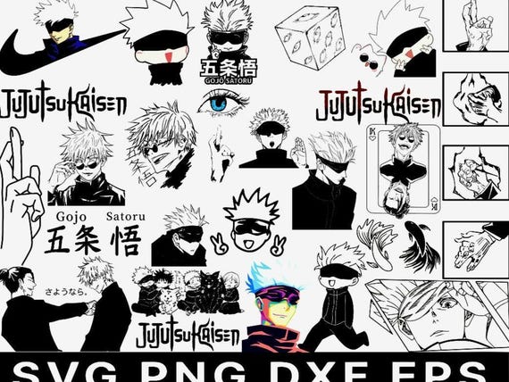 Anime Character PNG SVG EPS dXF Bundle: Japanese Silhouette Designs (Digital Download)