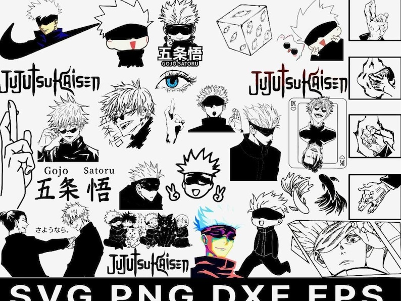 Anime Character PNG SVG EPS dXF Bundle: Japanese Silhouette Designs (Digital Download) image 1