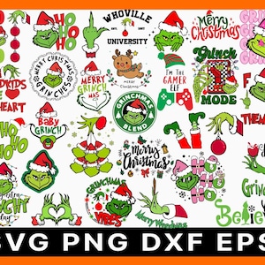 30 Files The Grinch Bundle Christmas svg Bundle, Merry Christmas png, cricut svg, png, dxf, digital files, Instant Download, eps, cut files