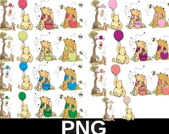 Paquete de imágenes prediseñadas clásicas de Winnie the Pooh: archivos PNG vintage de Pooh (descarga digital)