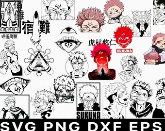 Anime Character PNG SVG EPS dXF Bundle: Japanese Kawaii Designs (Digital Download)