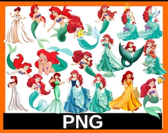 Ariel PNG Clipart Bundle: Little Mermaid Graphics (Digital Download)