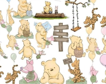 Vintage Winnie The Pooh Clipart Bundle: Classic PNG Images (Digital Download)