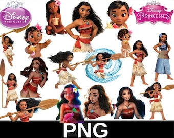 Vaiana Clipart-paket, PNG-filer av hög kvalitet (digital nedladdning)