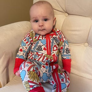 Love & Fries Bamboo Baby Sleeper – Soft Valentine&#39;s Day Pajamas – Infant and Toddler Sleepwear
