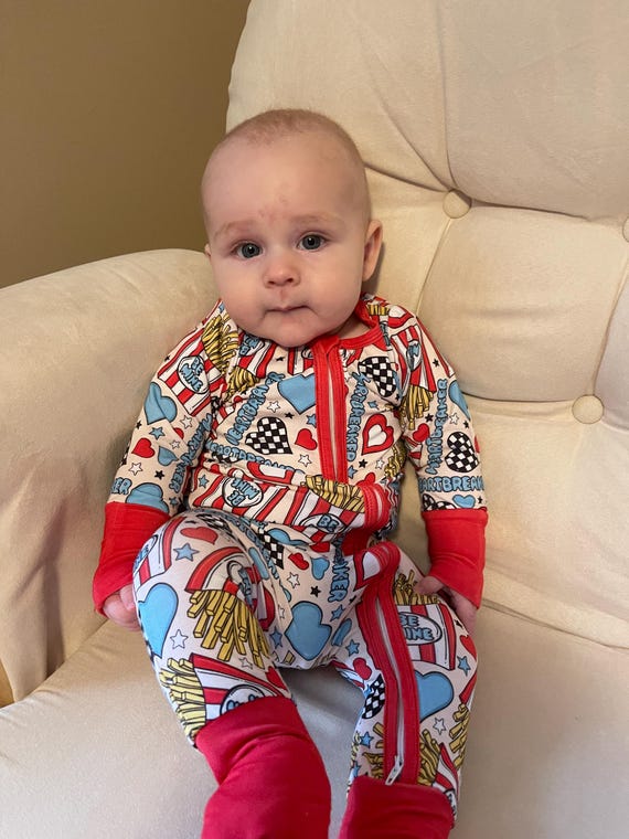 Love Fries Bamboo Baby Sleeper – Soft Valentine's Day Pajamas