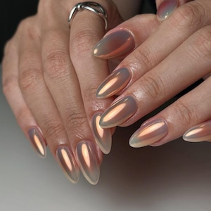 Ombre Chrome Press On Nails: Hand Painted Gel Y2K Style