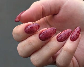 hand paint flower Press On Nails: custom reusable Nails
