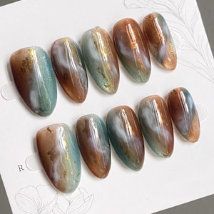 Ombre Press On Nails: Y2K Chrome Gel, Custom Hand Painted