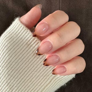 Tortoise Shell French Tip Press On Nails: Custom Gel Nails
