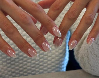 Chrome Ombre Press On Nails: Hand Painted Gel Nails, Y2K Style