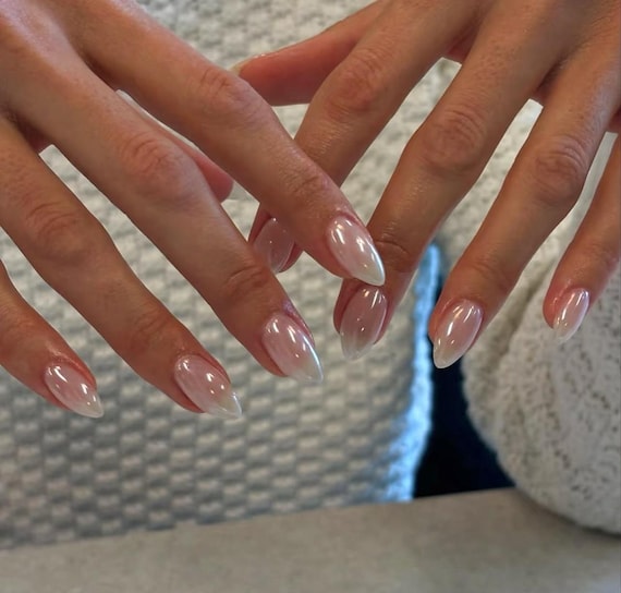 Chrome Ombre Press On Nails: Hand Painted Gel Nails, Y2K Style