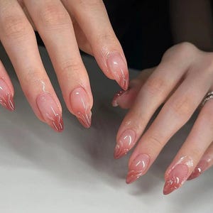 Ombre 3D French Press On Nails: Y2K Chrome Gel Nails
